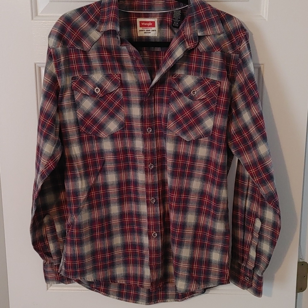 Wrangler Men's Medium Long Sleeve Flannel Button Down Like New